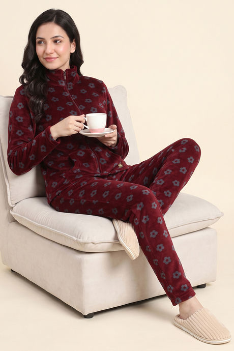 Zivame Minky Fur Knit Poly Winter Lifewear Set - Chocolate Truffle Buy Zivame Minky Fur Knit Poly Winter Lifewear Set - Chocolate Truffle